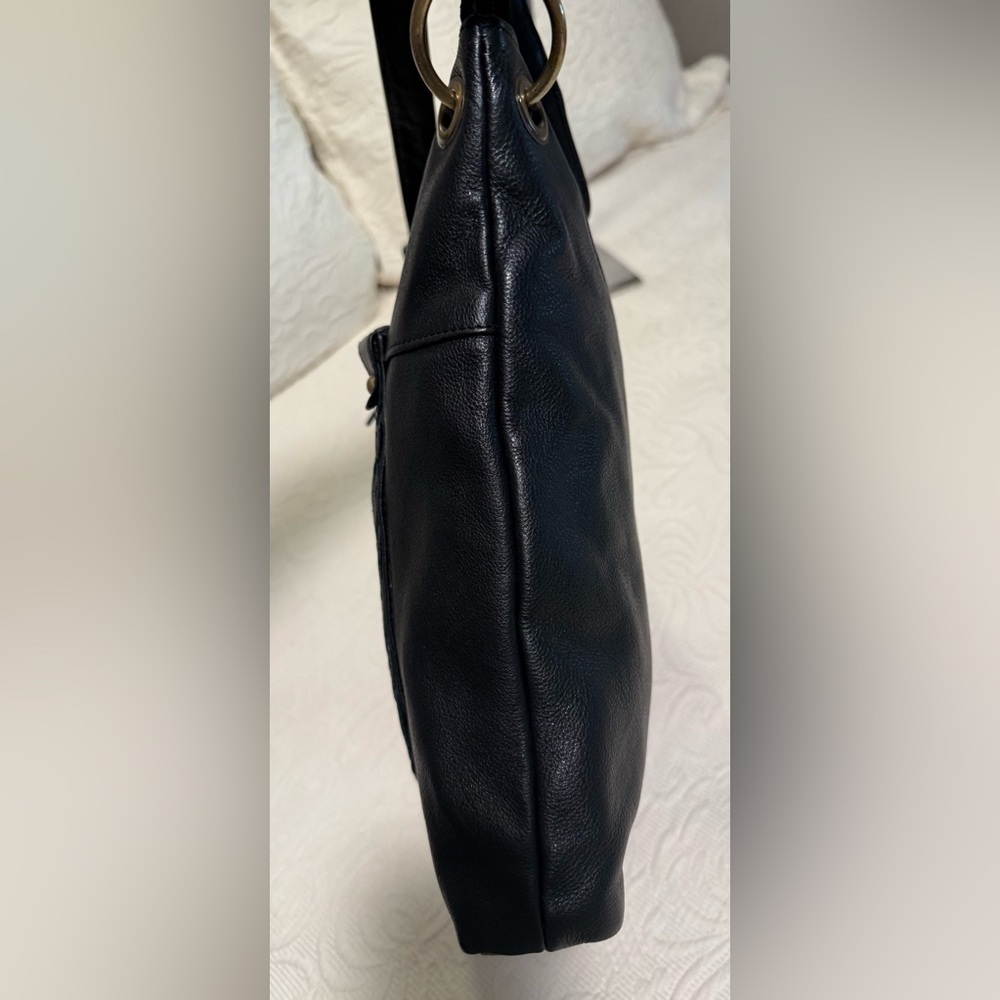 Gently Used Great American Leather Works Black Leather Shoulder Bag - Picture 4 of 7